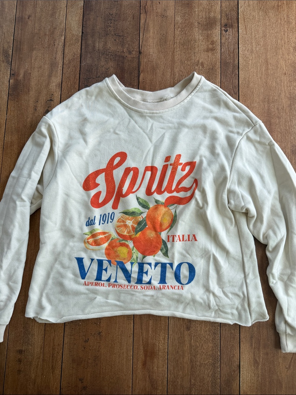 Spritz Veneto Graphic Sweatshirt - Cream with Orange & Blue Print - Picture 1 of 1